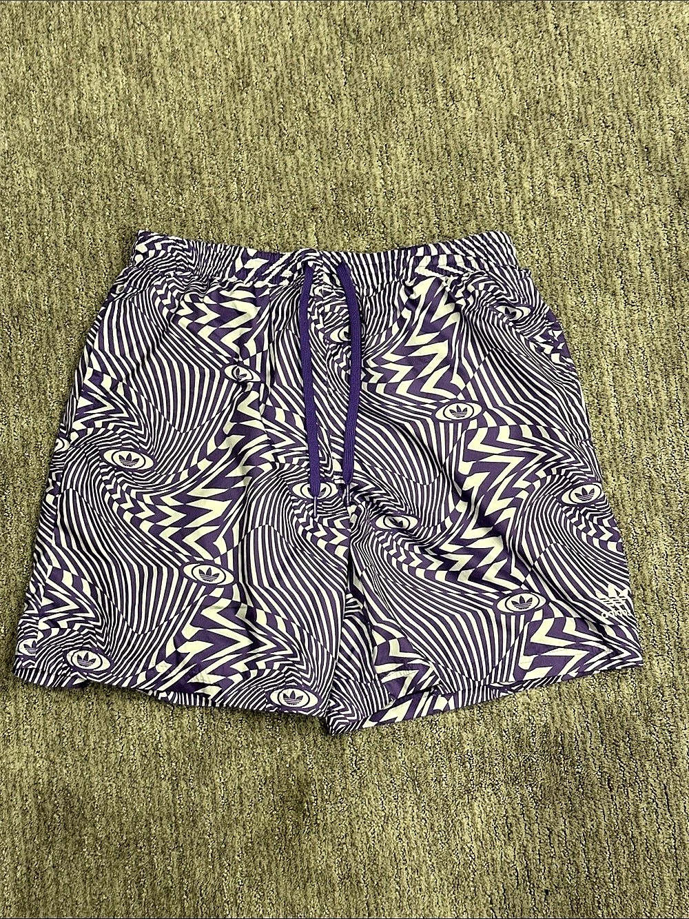 adidas Originals 3S All Over Print Swim Shorts Purple & White XL